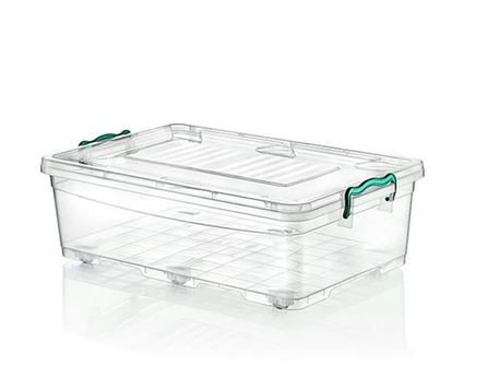 Hobbylife 02 1107 Şeffaf Tekerlekli Dikdörtgen Kapaklı Saklama Kabı 30 Litre | ID2637