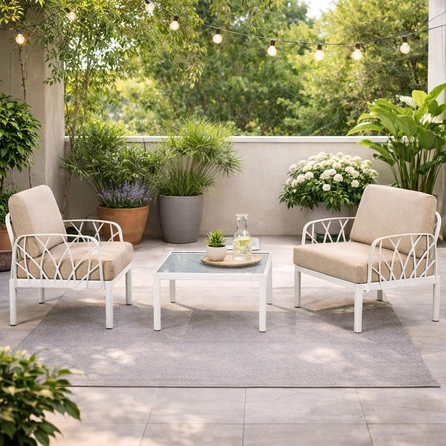 Novussi Garda Minderli Bahçe Oturma Grubu 2x Tekli + Camlı Orta Sehpa | ID6023