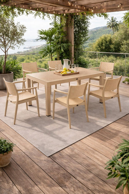 Novussi NST-009 Seginus Bahçe Masa Takımı Camlı Masa + 6 Koltuk |  ID4642