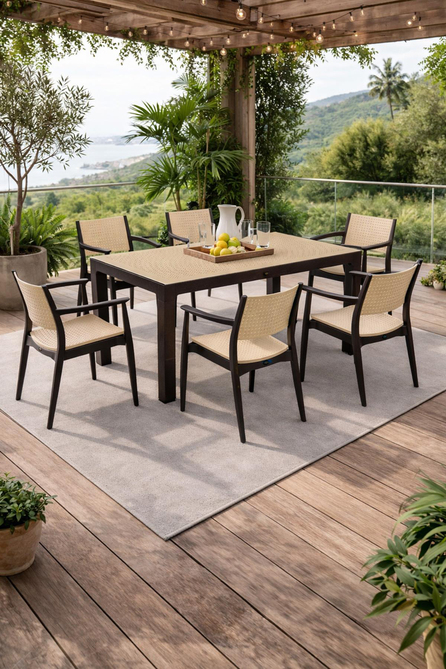 Novussi NST-009 Seginus Bahçe Masa Takımı Camlı Masa + 6 Koltuk |  ID4641