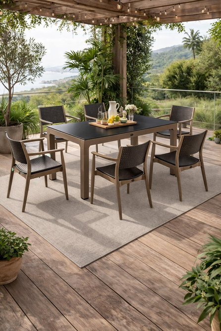 Novussi NST-009 Seginus Bahçe Masa Takımı Camlı Masa + 6 Koltuk |  ID4643