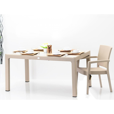 Novussi R004 Rattan Camlı Masa 90x150cm | ID1274