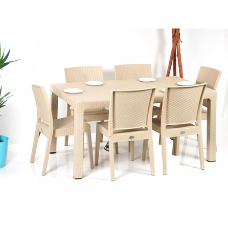 Novussi Rattan Camsız 90x150 Masa + 6 Adet Nice Sandalye | ID1472