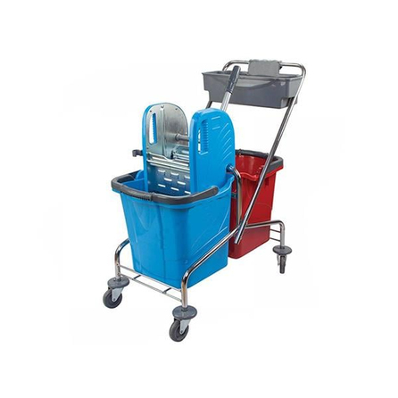 Üçtem CK752 Çift Kovalı Krom Presli Temizlik Arabası | ID1646