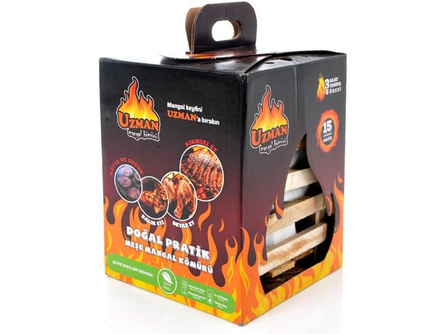 Uzman Çıralı Kolay Yanan Pratik Hazır Briket Mangal Kömürü ø1800gr | ID4847