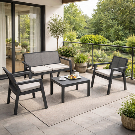 Violet Prestij Minderli 4 Kişilik Balkon & Bahçe Oturma Grubu + Sehpa | ID6001