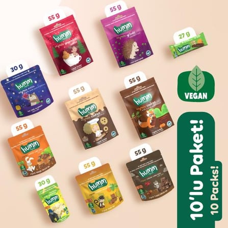 Organik Vegan Tatlı Tuzlu Atıştırmalık Paketi 10 adet (10 çeşit) görseli.