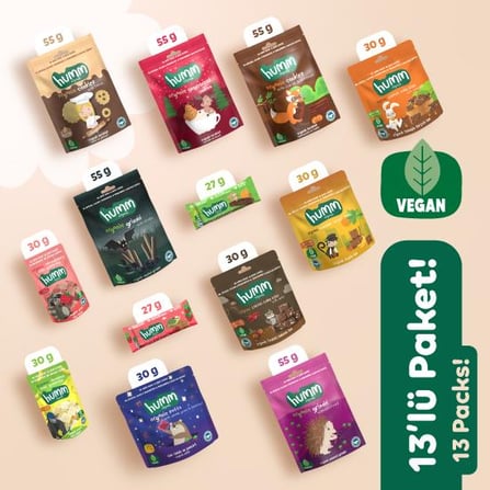 Organik Vegan Tatlı Tuzlu Atıştırmalık Paketi 13 adet (13 çeşit) görseli.