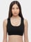 Armani Exchange Kadın Örgü Açık Yuvarlak Yakalı Dar Kalıp Crop Siyah Büstiyer XW000577 AF12740-UC001