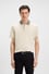 BOSS Erkek Regular Fit Yakası Kontrast Renk Geçişli Pamuklu Kısa Kollu Ekru Polo Yaka T-Shirt 50545487-131