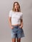 Calvin Klein Kadın Dar Kalıp Yuvarlak Yakalı Kısa Kollu Beyaz T-Shirt LV044C901G-YAA