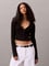 Calvin Klein Kadın Örme Triko Normal Kalıp Düğme Kapamalı Uzun Kollu Crop Siyah Bluz LV047C204G-UB1