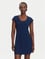 Calvin Klein Kadın Slim Fit Yuvarlak Yakalı Kısa Kollu Pamuklu Mini Lacivert Elbise LV047C238G-VU5