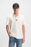 HUGO Erkek Dokuma Polo Yaka Kısa Kol Günlük Ekru Polo Yaka T-Shirt 50517638-103