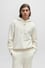 HUGO Erkek Kapüşonlu Yakalı Gögüs Ortasında Kontras Logolu Krem Sweatshirt 50486478-121