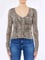 Lıu Jo Kadın Dar Kalıp V Yaka Leopar Desenli Uzun Kollu Leopar Bluz MF5081J3821-P9155