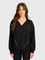 Lıu Jo Kadın Normal Kalıp Kapüşonlu V Yaka Logo Şeritli Uzun Kollu Siyah Sweatshirt TF5091J4616-22222