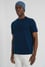 Tommy Hilfiger Erkek Regular Fit Yuvarlak Yaka Önü İşeleme Desenli Kısa Kollu Mavi T-Shirt MW0MW37441-DAF