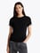 Tommy Hilfiger Kadın %100 Pamuklu Logo Detaylı Bisiklet Yaka Kısa Kollu Siyah T-Shirt WW0WW40587-BDS