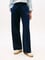 Tommy Hilfiger Kadın Pileli Straight Fit Geniş Paça İşleme Desenli Pamuklu Mavi Eşofman Altı WW0WW45744-C1G