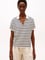 Tommy Hilfiger Kadın V Yaka Kısa Kol Pamuklu Standart Boy Bej-Lacivert Polo Yaka T-Shirt WW0WW44512-0FC