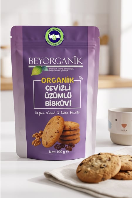 Organik Cevizli Üzümlü Bisküvi Miks 100gr (PESTİSİT ANALİZLİ)