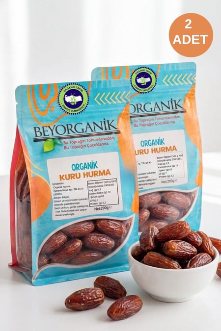Organik Kuru Hurma 200gr 2'li (PESTİSİT ANALİZLİ)