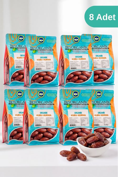 Organik Kuru Hurma 200gr 8'li  (PESTİSİT ANALİZLİ)