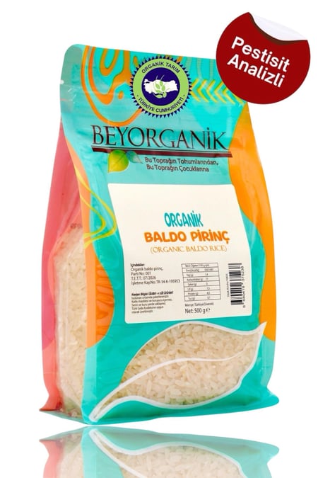 Organik Pirinç Baldo 500gr    (Pestisit ve Aflatoksin Analizli)