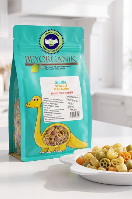 Organik Sebzeli Çocuk Makarna %15 Sebzeli 240gr Ispanak Pancar Balkabak  +8ay   (PESTİSİT VE AFLATOKSİN ANALİZLİ)  