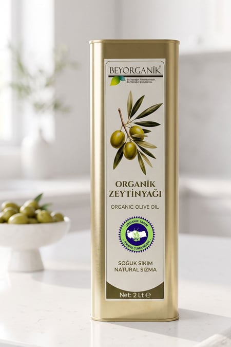Organik Soğuk Sıkım Natürel Sızma Zeytinyağı 2 Litre Teneke (Pestisit Analizli)