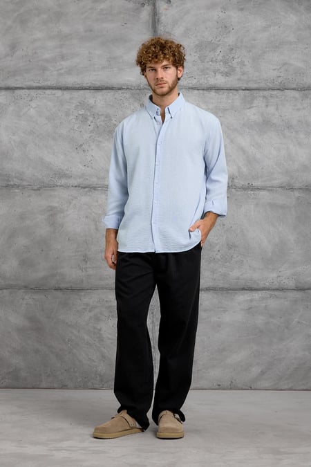 Bebe Mavisi 251 KETEN OVERSIZE GÖMLEK