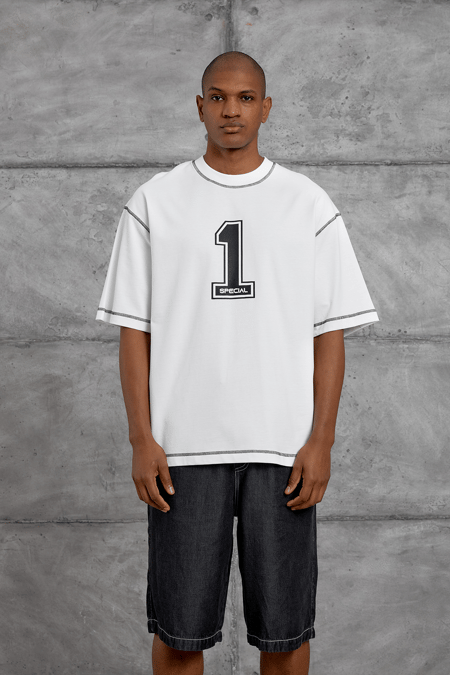 Beyaz 1 BASKILI OVERSIZE TSHIRT