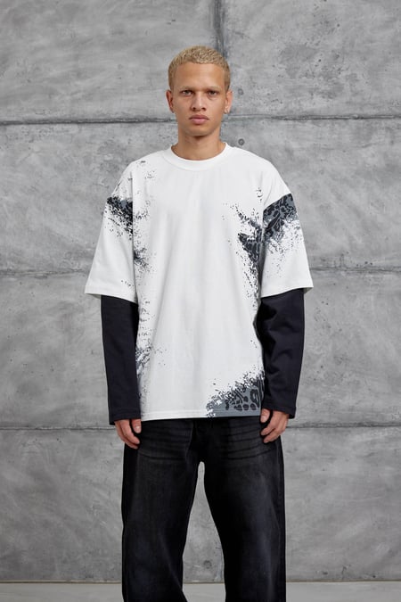 Beyaz DESENLI PARCA KOLLU SWEATSHIRT