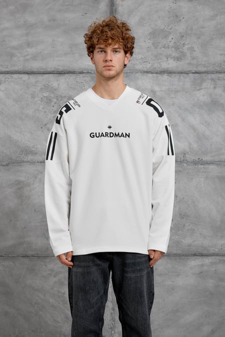 Beyaz GUARDMAN BASKILI OVERSİZE SWEATSHİRT