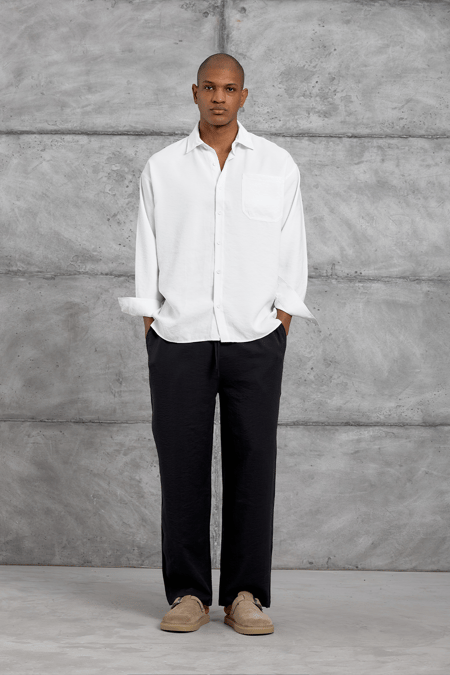 Beyaz MODAL KUMAŞ OVERSIZE GÖMLEK