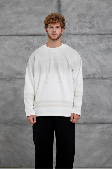Beyaz Nmrc 00 Baskılı Oversize Sweatshirt