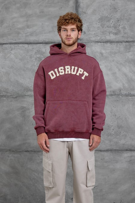 Bordo Disrupt Yazılı Şardonlu Oversize Sweatshirt