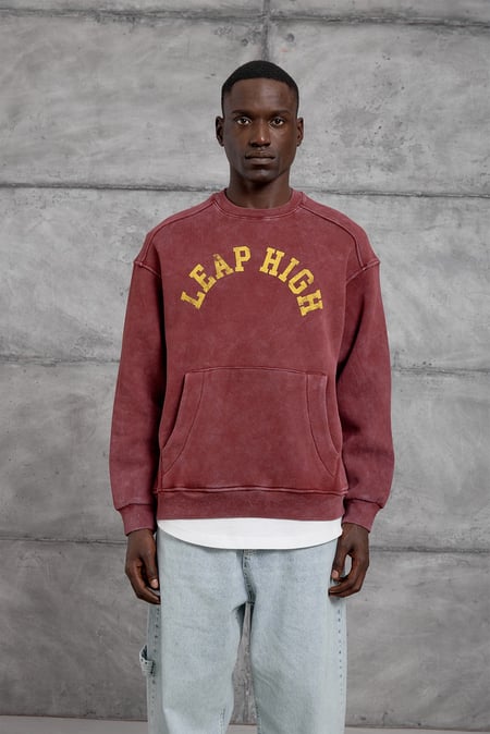 Bordo YIKAMALI KUMAŞ OVERSIZE SWEATSHIRT