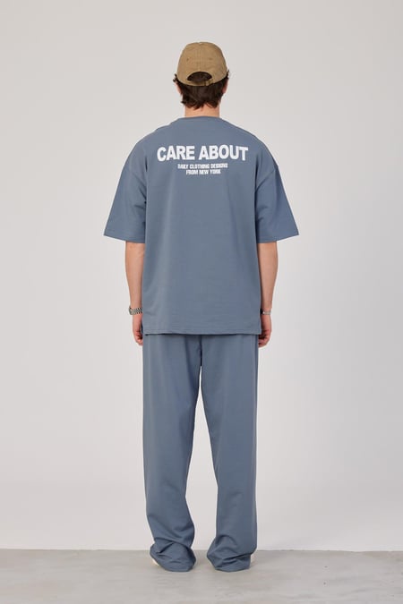 Care About Yazılı Pastel Mavi T-shirt