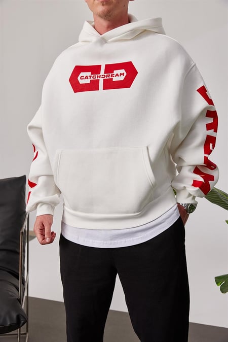 Cthdream Beyaz Kapüşonlu Sweatshirt