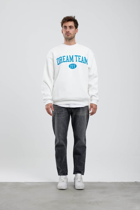 Dream Team Yazılı Beyaz Sweatshirt
