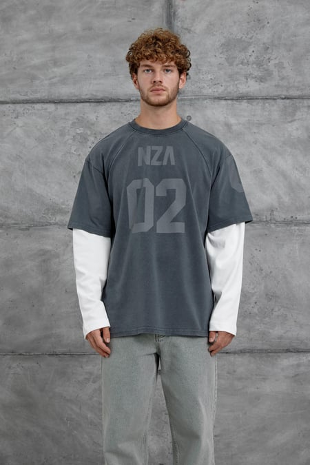 Füme 02 Baskılı Yıkamalı Oversize Parça Kollu Sweatshirt