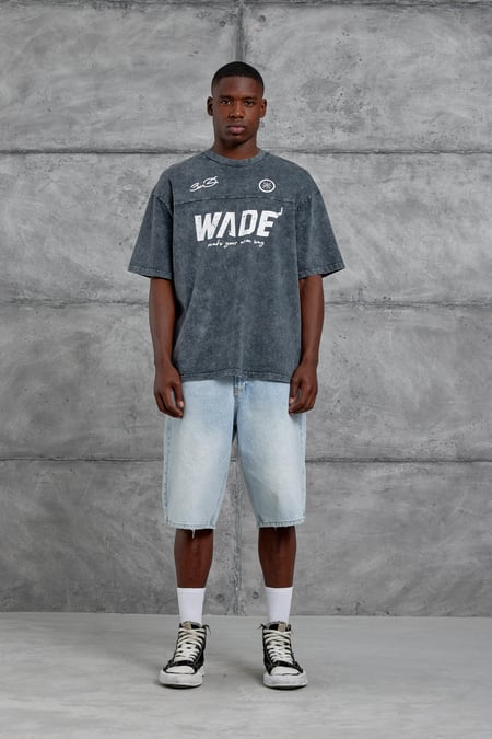 Füme Wade 3 Miami Baskılı Yıkamalı Oversize Tshirt