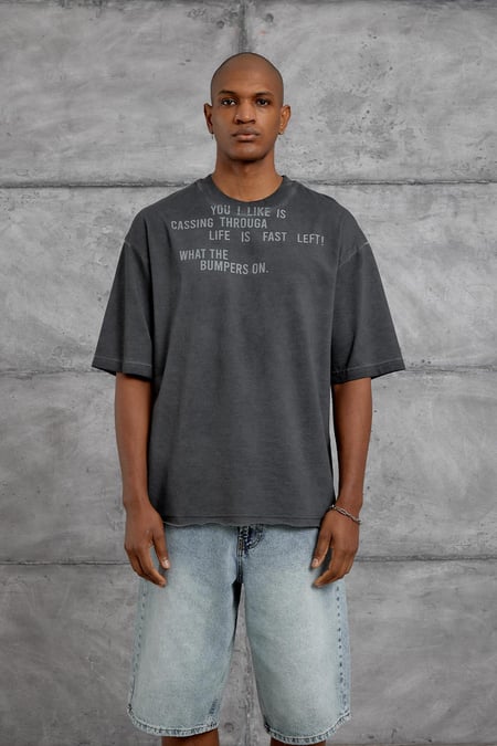 Füme YAZI BASKI YIKAMALI OVERSIZE TSHIRT