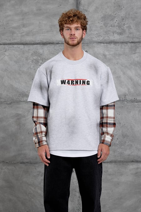 Gri Nmrc Kolu Parçalı Oversize Sweatshirt