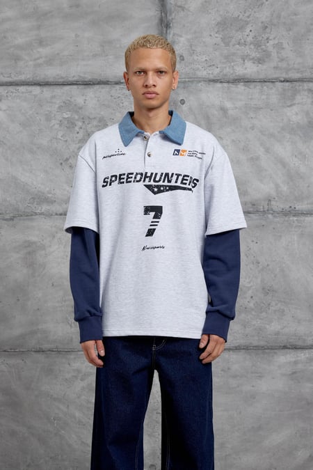 Gri SPEEDHUNTERS BASKILI OVERSİZE SWEATSHİRT