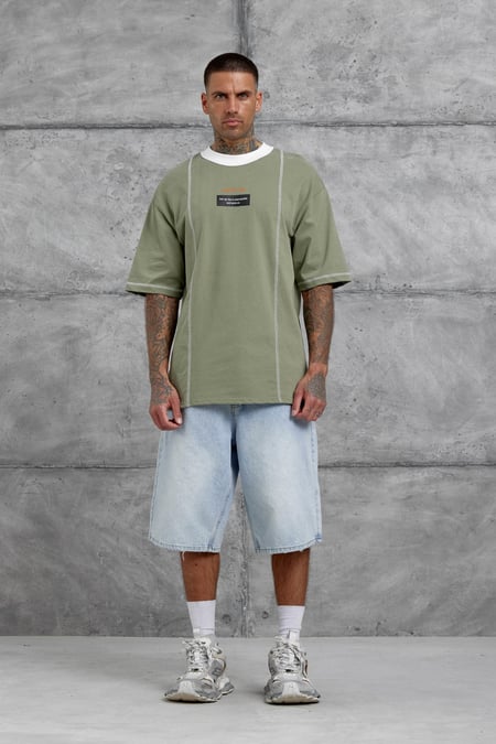 Haki Dont Cry Baskılı Oversize Tshirt
