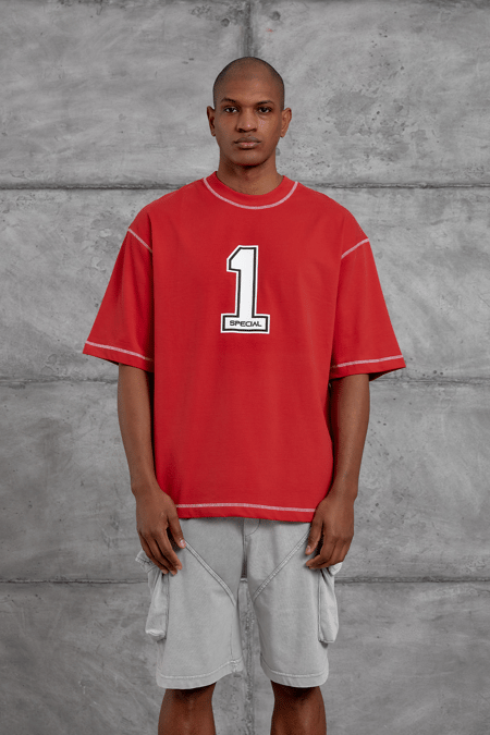 Kırmızı 1 BASKILI OVERSIZE TSHIRT