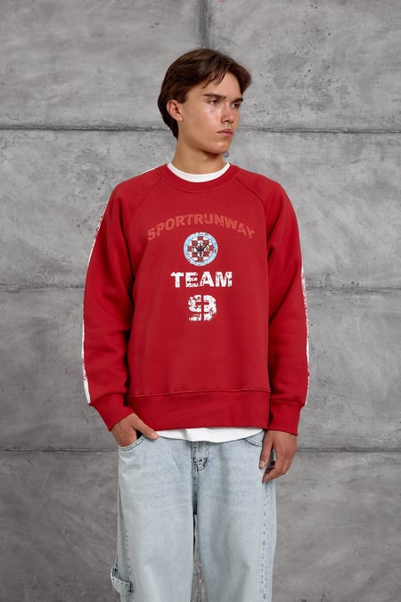Kırmızı FIRÇA BOYALI SWEATSHIRT